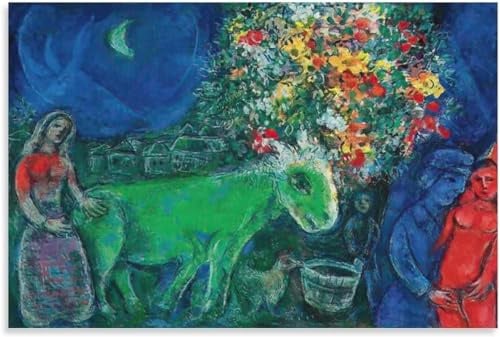 Orjdjz Wxkbl Grüner Esel von Marc Chagall Poster und Drucke Marc Chagall Leinwand Wandkunst Retro-Gemälde Marc Chagall für Wohnkultur Bild 40x60cmx1 Ohne Rahmen