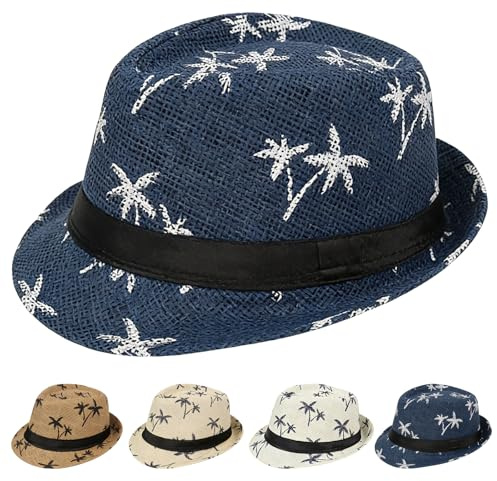 AUNGCSHE Cappello di paglia da uomo, tropici, vacanze, cappello da sole, per carnevale e feste a tema, cappello da sole