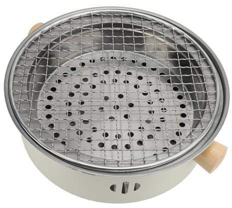 Riuulity 11.02in Portable Tabletop Grill, Round Mini BBQ Charcoal Grill for Indoor Outdoor Camping Picnic with Stainless Steel Alloy Rustproof Design Easy to Assemble