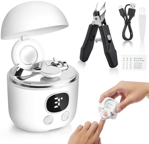 Electric Nail Trimmer &Electric Nail Clippers for Thick Nails, Seniors,Kids | 2 Switchable Trimm Heads, 3 Speeds, Magnify Glass, LED Light, Slanted Nail Clippers,Rechargeable Nail Clippers