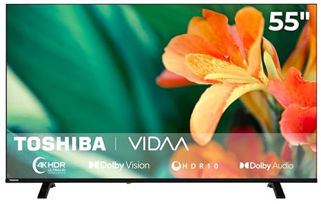 Toshiba 55UV1563DDW Fernsheer 55 Zoll VIDAA Smart TV mit 4K UHD Auflösung | Dolby Vision HDR | 2x HDMI | 1x USB | Dolby Audio | Sprachsteuerung | Frameless Design | Triple-Tuner DVB-C/-S2/-T2 | 2026