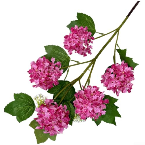 TDCuizent Fiori artificiali di ortensia a 5 teste di steli floreali in seta con filo flessibile per decorazione di matrimoni, casa, scenografia, realistici, altezza 73 cm, colori assortiti (rosso)