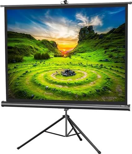 celexon Economy Stativ-Leinwand schwarz 85 | 176x132 cm 4:3 | mobil transportable 4K, Full-HD Beamerleinwand mit manuellem Rollauszug für Heimkino, Büro & Outdoor | inkl. Standfuß + Tragegriff