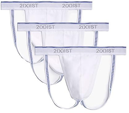2(X)IST)ist)IST Herren Jock Strap Baumwolle Stretch 3er Pack, Weiß/Weiß/Weiß, Medium