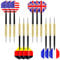Ohuhu Dartpfeile Metallspitze – 17 Gramm Dartpfeile Steeldart Set, 12 Stück Profi Steeldart Pfeile mit Nationalflaggen-Flights (4 Stile), 3 kostenlose PVC-Schaft, für Anfänger Und Hobbyisten