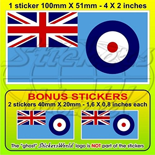 RAF Flagge British Royal Airforce Ensign UK 10,2 cm (100 mm) Vinyl Bumper Aufkleber, Aufkleber X1 + 2 Bonus