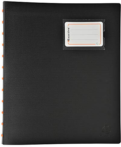 Exacompta - Réf. 86234E - 1 Protège-documents Exactive amovible à anneaux avec 20 pochettes détachables - 40 vues - 5 intercalaires couleur avec porte étiquette - pour A4 - couverture rigide noire