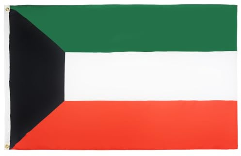 AZ FLAG - Drapeau Koweït - 150x90 cm - Polyester léger - Drapeau Koweïtien Avec Oeillets Métalliques Intégrés - 80g