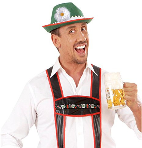 Amakando Tiroler Hut Trachtenhut mit Wucherblume Trachten Tirolerhut Tirol Filzhut Oktoberfest Partyhut Stoffhut Seppl Mottoparty Kopfbedeckung Karneval Kostüm Zubehör