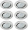 Trango 6er Pack 6729-069MO Einbaustrahler, Einbauleuchte, Deckenlampe aus ALU gebürstet in Rund inkl. 6x 5 Watt LED Modul nur 30mm Einbautiefe Deckenleuchte, Einbauspots Deckenpampe