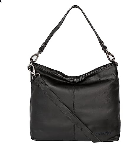 British Brand Damen Leder Tasche, Damentasche Beuteltasche, Shopper, Hobo Bag mit Schulterriemen, gewachstes Leder