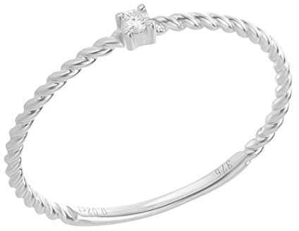 Damenring Gold 375 Weißgold Ring Diamant 0,02ct Brillant Vorsteckring gedreht 9K - Ardeo Aurum