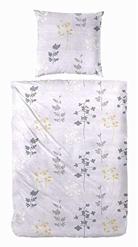 Hahn Feinbiber Bettwäsche Blumen Gold und Türkis Gold 135x200 cm
