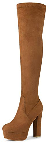 Allegra K Mujer Botas Over Knee High Tacón Bloque Plataforma