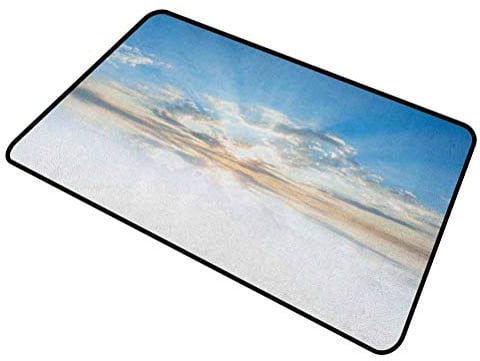 shirlyhome Robuste Fußmatte mit Wolken, 76,2 x 101,6 cm, Hellblau, Weiß