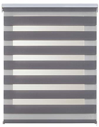 Store Enroleur Jour Nuit Double Tissu éleegant Facile à Montage Idéal pour fenêtres intérieures Les Stores Jour et Nuit Donne Une adaptabilité Entre la lumière et Le Noir STORESDECO Argent 120x180 cm