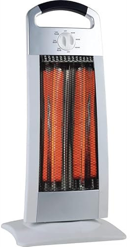 Virsus Stufa Carbonio elettrica basso consumo carbonio 900w, Risparmio Energetico con oscillazione, maniglia e sistema di sicurezza colore grigio stile alluminio e bordi bianchi 29x24x62cm -3111F1,7