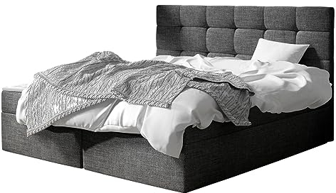 Mirjan24 Boxspringbett Gazel mit 2 Bettkasten, Bonell-Matratze und Topperr, Continentalbett, Polsterbett, Amerikanisches Bett, Ehebett, gepolstertes Kopfteil (Muna 10., 180 x 200 cm)