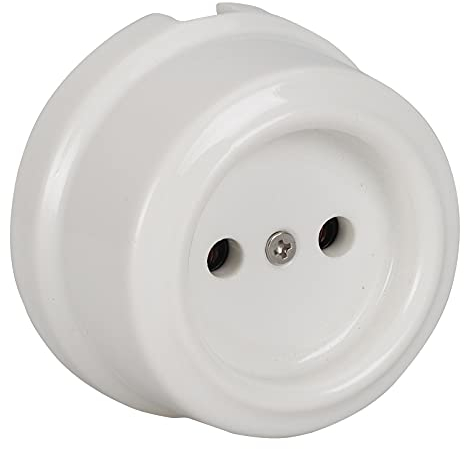 Vintage Enchufe de Porcelana pared SIN TOMA de TIERRA 240V,16A