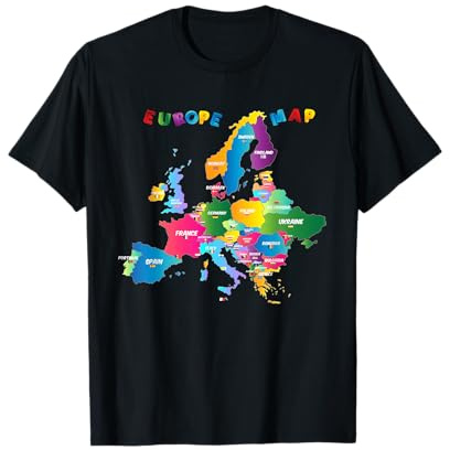 Map of Europe with national flags, the European countries T-Shirt