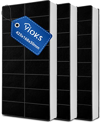 VIOKS Set 3x Filter für Dunstabzugshaube Ersatz für Neff 00296178 Kohlefilter 430x175mm / Dunstabzug Filter/Aktivkohlefilter Dunstabzug/Umlufthaube Aktivkohlefilter/Abzugshaube Kohlefilter