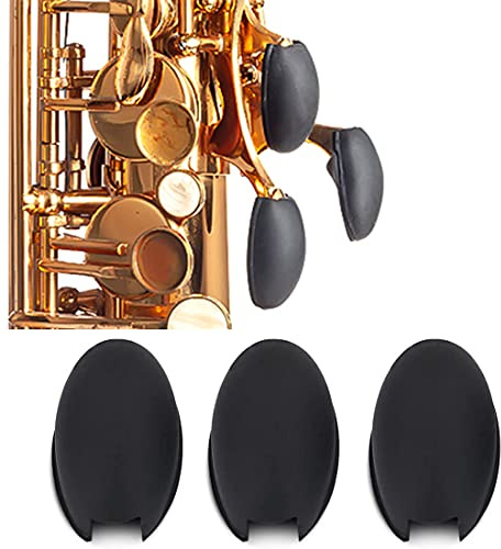 KAIY 3Pcs Saxophone Rubber Thumb Rest, Black Silicone Thumb Rest Palm Key Risers Finger Protector, for Alto Tenor Soprano Sax Key Pad Accessories