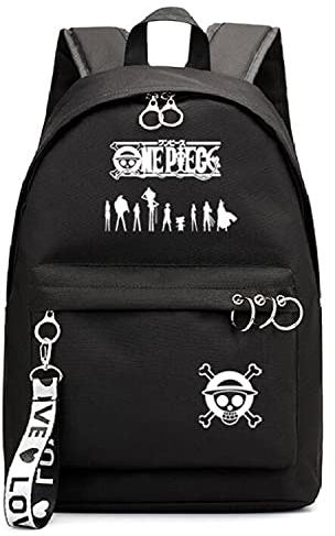 Gumstyle Anime One Piece Monkey D Luffy Backpack Book Bag Laptop School Bag Women Girls Cosplay Daypack Rucksack Bag Black/19