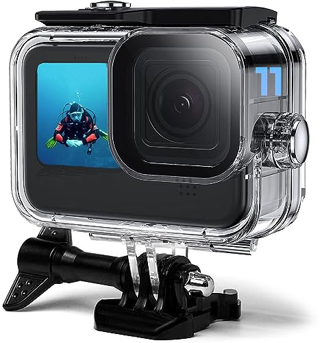OKFUN Custodia impermeabile per GoPro Hero 12/11/10/9, nera, trasparente, in plastica, custodia subacquea, impermeabile, snorkeling, immersioni, surf