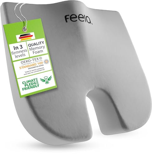 feela.® Orthopädisches Keilkissen [3 Härtegrade] - Ergonomisches Sitzkissen für Bürostuhl & Co - Wirkt Schmerzreduzierend, Erhöht Sitzkomfort, Fördert Durchblutung und Entlastet das Steißbein (Weich)