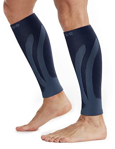 CAMBIVO 2 Paires Manchon Compression Mollet, Bas de Contention Femme Homme, Chaussettes de Contention Unisex contre Varices Jambes Lourdes et Douloureuses pour Sport Course Jogging Vélo Fitness