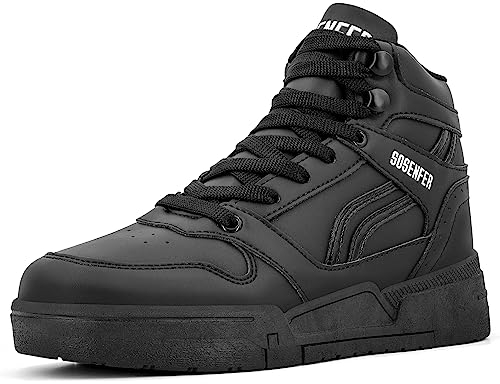 Sosenfer Damen Keilabsatz Schuhe High Top Hidden Wedges Sneakers mit Keilabsatz Plateau Freizeitschuhe Platform Walking Schuhe Turnschuhe Schwarz 36