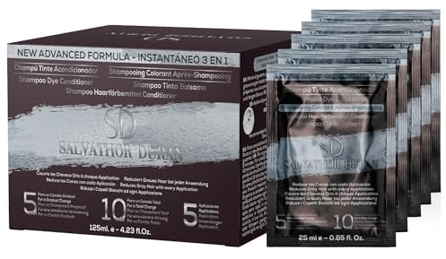 Tinte Barba Hombre - Cubre Canas - Champu Tinte Canas - Tinte Pelo Hombre - 5 Aplicaciones Monodosis - Salvathor Duran 125ml.