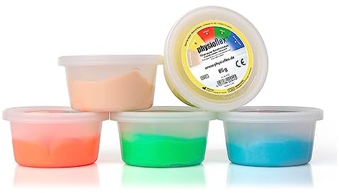 Physioflex Therapie-Knetmasse, Set: 85 g, je 1x extra weich, weich,mittel, hart, extra hart