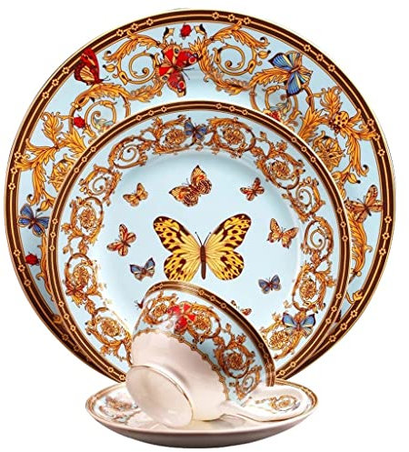 Bone China Plate Tableware Ceramic Plate Dinner Set Porcelain Dessert Plate Steak Salad Snack Cake Plates Butterfly Pattern