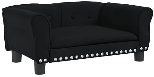 vidaXL Cama para Perros de Terciopelo Negra 70x45x30 cm, sofá para Perros, Cama para Cachorros, Asiento para Perros, sofá para Mascota