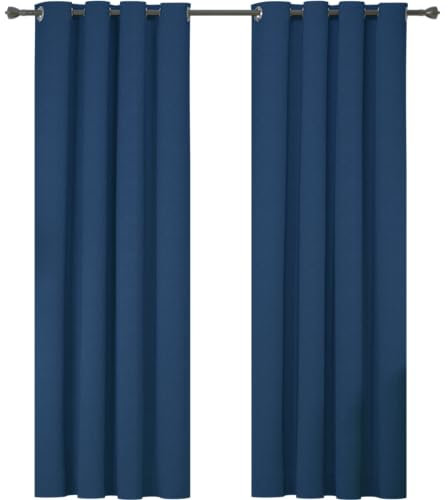 Ystyle Tende 100% Oscuranti 2 Pezzi, 140×260cm, Tende Effetto Lino Per Interni, Tenda Termica Isolante Freddo E Caldo, Tende Soggiorno Camera Da Letto, Tende Fonoassorbenti Con Anelli, Blu