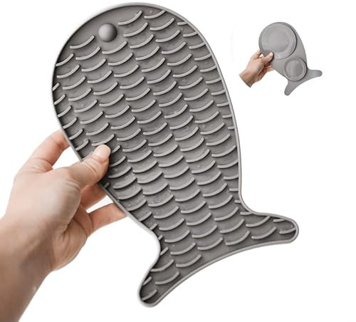 Minty&Marla® | Schleckmatte für Katzen | Katzen Leckmatte | Slow Feeder für Katzen | Katzen Schleckmatte aus lebensmittelechtem Silikon | Silikonmatte zum Schlecken für Katzen | Grau