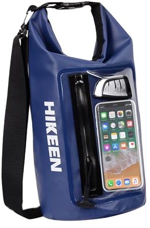 BOOSTEADY 5L Sac Sec Étanche Léger IPX7, Étui de Téléphone pour Écran Tactile Zippé avec Anneaux en D & Sangle Réglable, Dry Bag Sac à Dos Étanche pour Plage Kayak Bateau Camping Randonnée