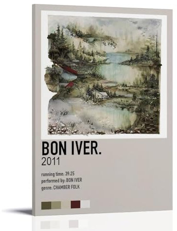 EVMILA Bon Iver Poster Dekorative Malerei Leinwand Wandkunst Wohnzimmer Poster Schlafzimmer Malerei,Wandkunst Bilddruck Moderne Familienzimmer Dekor 16x24inch(40x60cm)