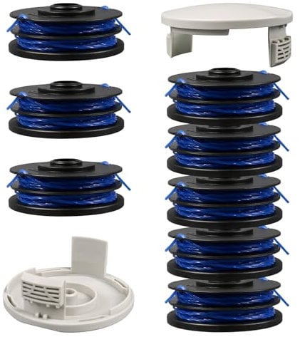 Bobine de rechange pour débroussailleuse Ryobi RAC123 5132002671, bobine et ligne compatibles avec Ryobi RLT4027, RLT4125, RLT5027, RLT6030, RLT5127, RLT6130 (8 bobines + 2 couvertures)