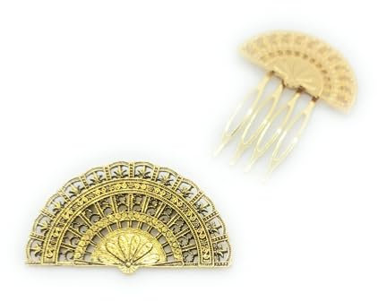 Goldene Flamingo-Haarkämme für Damen, Ornament mit Flamingo-Tanz, Haarschmuck für Bräute, Hochzeiten und Partys, Set 6: 1 Kamm + 1 Brosche