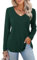 Amoretu V Neck T Shirts for Women UK Long Sleeve Ladies Oversized Tunics Christmas Tops Dark Green Size 18 20