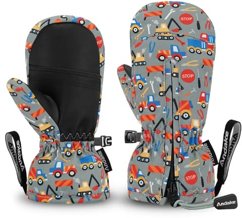Andake Guanti per bambini, caldi invernali, impermeabili, antivento, per sci, giochi, attività all'aperto, ragazzi e ragazze