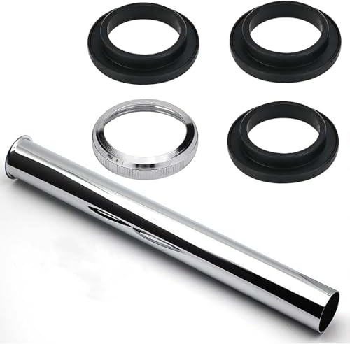FLEXNOVA 300mm Langer Tauchrohr Siphon für Abflussverlängerung, Verchromter Siphon Verlängerung, Geliefert mit Einer Mutter, Drei Dichtungsgummischeiben