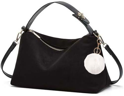 MOTIVE LIFE Petit Sac Portés Épaule Tendance 2024,Sac Bandoulière Femme en Cuir Artificiel,Sac Fourre Tout,Sac Hobo Vintage Souple pour Femme avec Sangle Réglable et Amovible, Noir