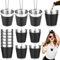 Begpoee 12 Stück Schnapsglas Edelstahl 30ml, Kleine Edelstahl Leder Becher, Schnapsbecher mit Kette, Für Hochzeitsfeiern Karneval Geburtstagsfeier Bachelorette Party(4,2 x 3,7 cm, Schwarz + Silber)