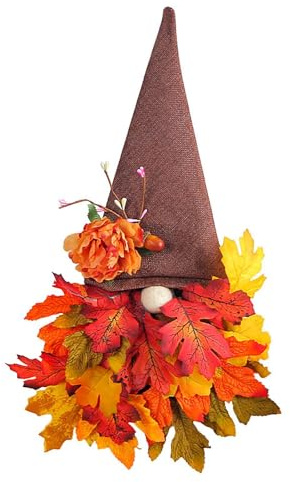 -Gnom- : Dekoration für GNOME zum Erntedankfest, künstlicher Herbstkranz mit Zwergen | Türkranz im Bauernhof-Stil, Dekoration für Ernte