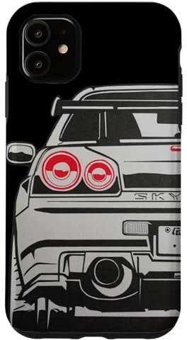 Retro JDM Japanese Drift Racing Tuning Car SkylineR34 Case for iPhone 11