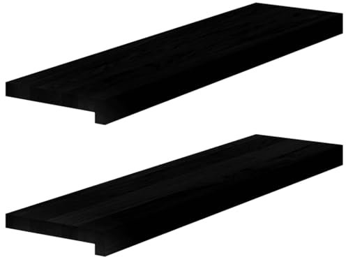 Homgoday Fensterbrett, 2 Stück, Massivholz, Eiche dunkelbraun, Abdeckung für Fensterbank, staubdicht, wasserdicht und leicht zu reinigen, 80 x 20 x 2 cm, Dunkelbraun