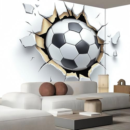 Pause Mur Football Papier Peint Panoramique Soie Mesure 3D,Motif Sportif Grand Papier Peint 3D Wallpaper, 400×280cm tapisserie panoramique Poster Chambre Decoration